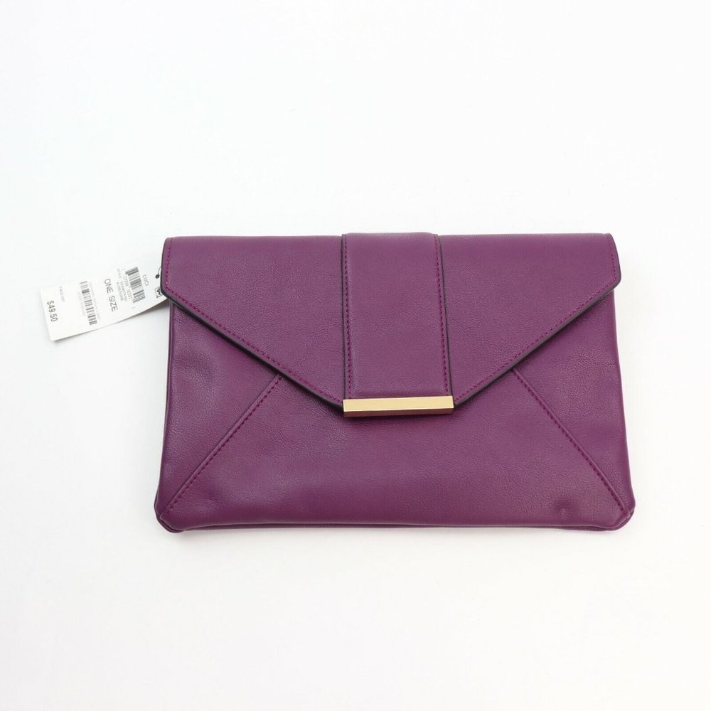 International Concepts Womens Luci‎ Envelope Clutch Purple Chain Pockets S